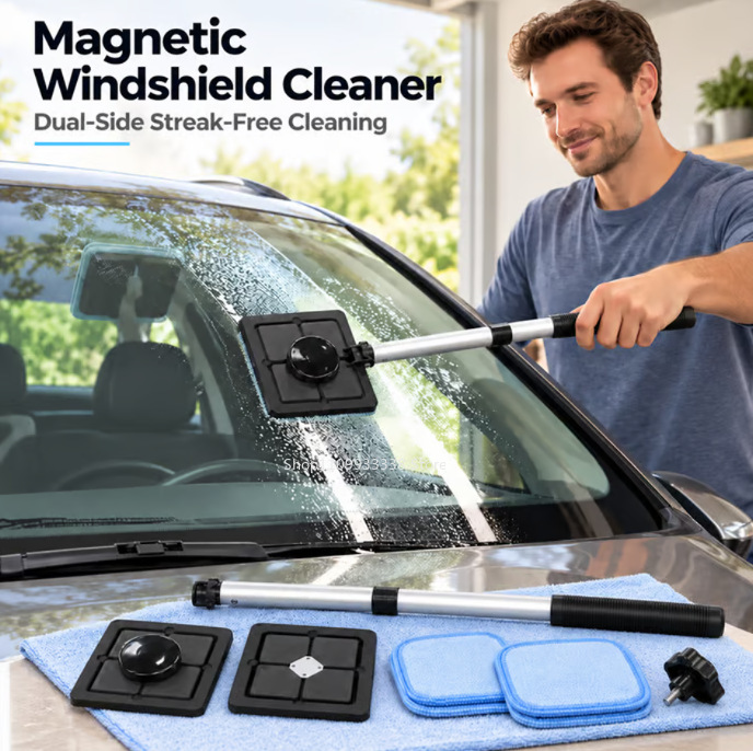 Glass Cleaner Streak - Двусторонний магнитный очиститель для автомобильных стекол,